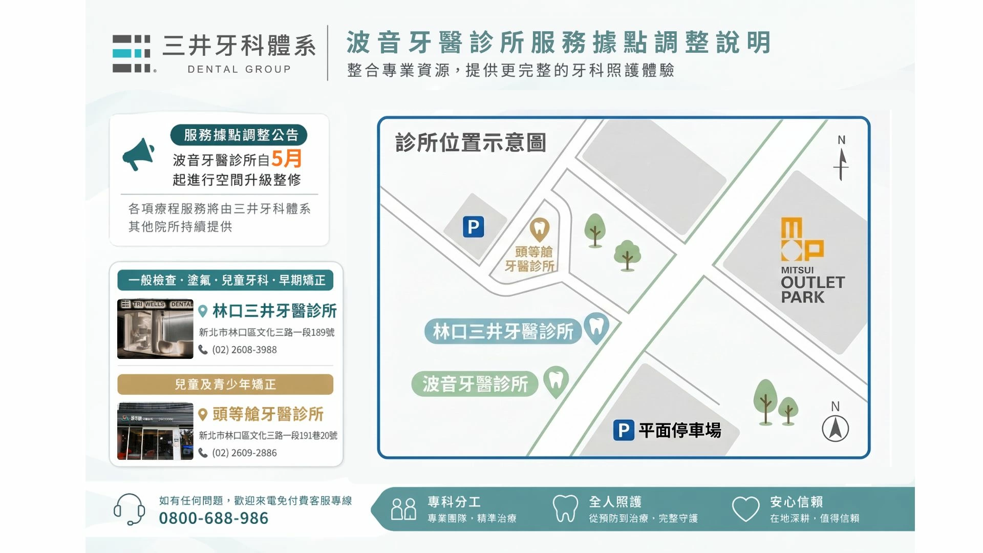 波音牙醫診所空間升級公告｜服務據點調整說明